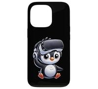 Custodia per iPhone 13 Pro Simpatico pinguino VR Gamer stile fumetto