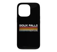 Custodia per iPhone 13 Pro Sioux Falls, South Dakota, design retrò a righe, stile vintage, con città