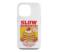 Custodia per iPhone 13 Pro Slow Sundays Pancake Breakfast Funny Illustration Graphic