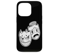 Custodia per iPhone 13 Pro Smile Now Cry Later Angelo Diavolo Felice Triste Vintage Cartone animato