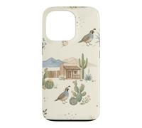 Custodia per iPhone 13 Pro Southwestern Ranch Bunny Uccello Cactus Paese Acquerello