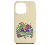 Custodia per iPhone 13 Pro Souvenir retrò anni '80 Arcobaleno Armadillo Cowboy Dallas Texas
