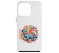 Custodia per iPhone 13 Pro Spighe colorate di dinosauro magico per gli amanti dei dinosauri Dino World