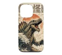 Custodia per iPhone 13 Pro Spinosaurus Wave Kaiju Mostro marino giapponese Woodblock Style