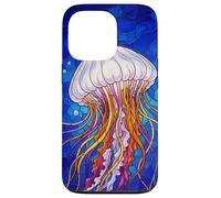 Custodia per iPhone 13 Pro Stained Glass Jellyfish Mosaic Art Ocean Creature