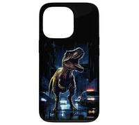 Custodia per iPhone 13 Pro T-Rex Dinosaur Roaring City at Night Graphic Design Japanese