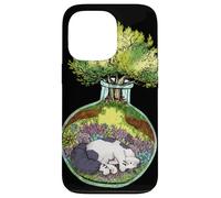 Custodia per iPhone 13 Pro Terrario gatto addormentato albero foresta grafica botanica