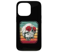Custodia per iPhone 13 Pro Teschio rose vintage rock teschi fiori retrò rocker regalo