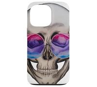 Custodia per iPhone 13 Pro Testa di teschio umano retrò con occhiali da sole stile psichedelico