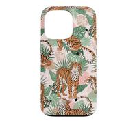 Custodia per iPhone 13 Pro Tiger in Tropical Palms Safari Theme
