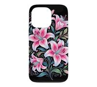 Custodia per iPhone 13 Pro Tiger Lilies Blue White Pink Summer Spring Flowers Lily Buds