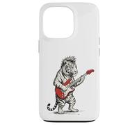 Custodia per iPhone 13 Pro Tiger suona la chitarra Rock & Roll Tigers Rocker Music