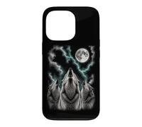 Custodia per iPhone 13 Pro Tre lupi che ululano alla luna Wildlife Wolf Pack Outdoor