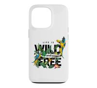 Custodia per iPhone 13 Pro Tropical Macaw Parrots Jungle Nature Bird Design Life Quotes