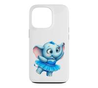 Custodia per iPhone 13 Pro Tutu blu ballerina elefante carino bambino