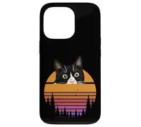 Custodia per iPhone 13 Pro Tuxedo Cat Retro 70s Sunset Vintage Cat Lover
