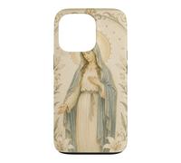 Custodia per iPhone 13 Pro Vergine Cattolica Maria Floreale Preghiera Arte Devozionale Look