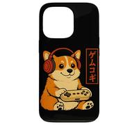 Custodia per iPhone 13 Pro Vintage Giapponese Corgi Cane Gamer Grafica Retro Giappone Anime