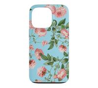 Custodia per iPhone 13 Pro Vintage Rosa Rosa Rose Su Un Uovo Di Robin Sfondo Blu