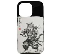 Custodia per iPhone 13 Pro Vintage Samurai Cat Japanese Sumi-e Ink Feline Arti Marziali