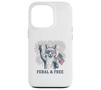 Custodia per iPhone 13 Pro Volpe selvaggia e libera divertente patriottica 4 luglio Fox