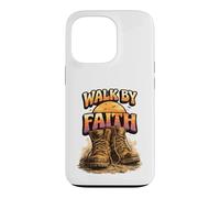 Custodia per iPhone 13 Pro Walk By Faith Stivali cristiani e tramonto