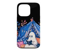 Custodia per iPhone 13 Pro Whimsical Ghost Reading Book in Tent Cozy Halloween Reader