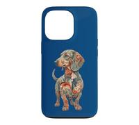 Custodia per iPhone 13 Pro Womens Girls Floral Multicolored Folk Art Dachshund Lover