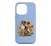 Custodia per iPhone 13 Pro Womens Girls Flowers Hunting Dog German Shorthaired Pointer