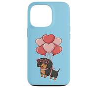 Custodia per iPhone 13 Pro Womens Girls Valentines Day Heart Black Tan Dachshund Lover