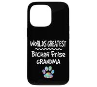 Custodia per iPhone 13 Pro Worlds Greatest Bichon Frise, simpatica stampa a forma di zampa di cane Love