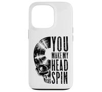 Custodia per iPhone 13 Pro You Make My Head Spin, teschio gotico da collezione di dischi vintage