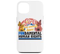 Custodia per iPhone 13 Ragazze fondamentali diritti umani retrò floreale arcobaleno
