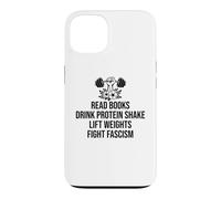 Custodia per iPhone 13 Read Books Drink Protein Shake Lift Weights Fight Fascism