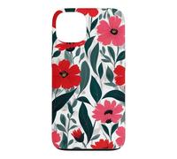 Custodia per iPhone 13 Red Poppy Botanical Bold Flowers Floreale