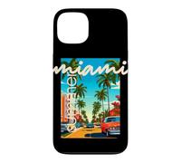Custodia per iPhone 13 Retro Miami Summer Palm Tree Street Classic Car Graphic