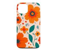 Custodia per iPhone 13 Retro Vintage Motivo Floreale Arancione Boho Hippie Garden