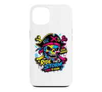 Custodia per iPhone 13 Ride The Storm, Pirate Skull Storm Adventure Graphic