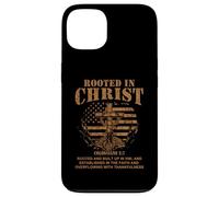 Custodia per iPhone 13 Rooted in Christ Shirt Christian Shirt for Men Cross Shirt