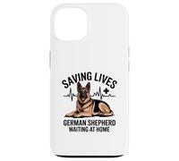 Custodia per iPhone 13 Salvare vite Pastore Tedesco Aspettando A Casa