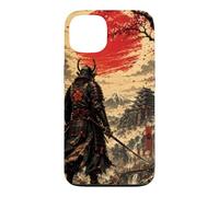 Custodia per iPhone 13 Samurai all'alba sotto il sole cremisi
