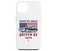 Custodia per iPhone 13 Saved by Grace, Driven by Faith - Men's Christian Muscle Car
