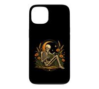 Custodia per iPhone 13 Scheletro Libro di Lettura Luna Fiori Dark Academia