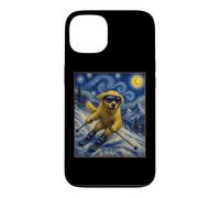 Custodia per iPhone 13 Sci Golden Retriever Art Sciatore Cane su Ski Hill
