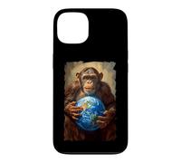 Custodia per iPhone 13 Scimpanzé Holding Terra Pianeta Mondo Primate Scimmia