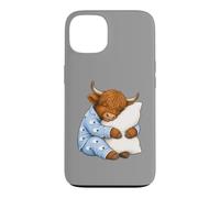 Custodia per iPhone 13 Scottish Highland mucca che dorme in pigiama carino sonno
