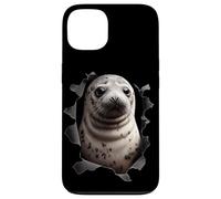 Custodia per iPhone 13 Sigillo bambino guardando fuori dal panno strappato Divertente amante degli animali