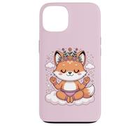 Custodia per iPhone 13 Simpatica volpe da yoga, motivo: Lotus Pose, motivo mandala per la consapevolezza