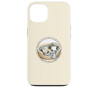 Custodia per iPhone 13 Simpatico cane divertente con cuccia per cani + fodera durante il sonno