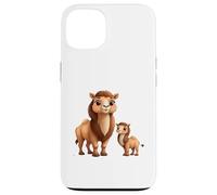 Custodia per iPhone 13 Simpatico design a forma di cammello con mamma e bambino